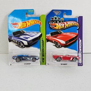 HOT WHEELS 2013 & 2014 (Metal Error) '69 CAMARO Convertible #213 Blue & #197 Red